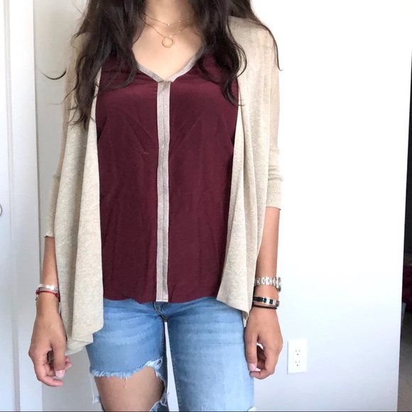 Massimo dutti burgundy short sleeve blouse - Picture 2 of 8